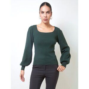 Green Square Neck Knit Sweater